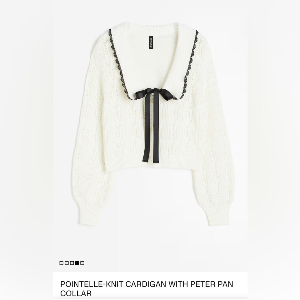 POINTELLE-KNIT CARDIGAN WITH PETER PAN COLLAR